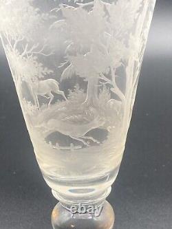 Unsigned moser wheel cut buck and doe glass