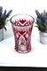 Val Saint Lambert Crystal Cranberry Cut Glass Vase 1950s