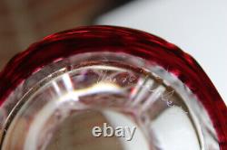 VAL SAINT LAMBERT crystal cranberry cut Glass vase 1950s