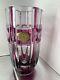 Val St Lambert Vase Signed Dated Cranberry Cut To Clear Belgian Ruby Art Glass