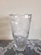 Vintage Large Flower Vase Hand-cut Lead Crystal Etched Frosted Heavy Glass 9.75