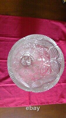 VINTAGE Large Ornate Vase Hand-Cut Lead Crystal Etched Heavy 15 Tall