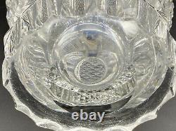 VINTAGE POLISH CLEAR CUT GLASS CRYSTAL VASE With STERLING SILVER RIM 1963-1986