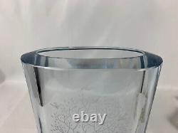 VINTAGE STROMBERGSHYTTAN GLASS ETCHED VASE WithTREE AND BIRDS 9 TALL SIGNED
