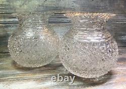VTG'80s Yasemin Crystal Russian Pattern 96oz SIGNED Hand Cut Glass Vase Set 2
