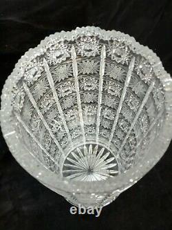 VTG Bohemia Czech Queen Lace Crystal Glass Hand Cut 24% Lead 10 Tall Vase