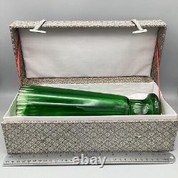 VTG Bohemian MODERN Crystal Vase Emerald Cut To Clear ART Glass Original Box