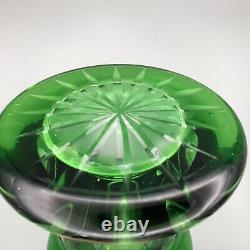 VTG Bohemian MODERN Crystal Vase Emerald Cut To Clear ART Glass Original Box