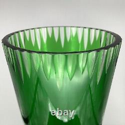 VTG Bohemian MODERN Crystal Vase Emerald Cut To Clear ART Glass Original Box