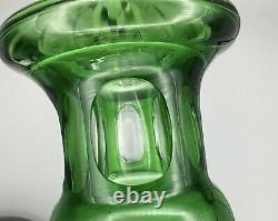 VTG Bohemian MODERN Crystal Vase Emerald Cut To Clear ART Glass Original Box