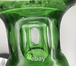 VTG Bohemian MODERN Crystal Vase Emerald Cut To Clear ART Glass Original Box