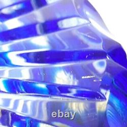 VTG Cesar Crystal Bohemiae Cobalt Blue Vase Large Cut To Clear Art Glass Czech