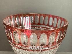 VTG Crystal Bohemiae Ruby Heavy Vase Art Glass Cut Clear Czech 10 Tall 9 Lbs