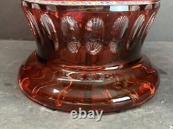 VTG Crystal Bohemiae Ruby Heavy Vase Art Glass Cut Clear Czech 10 Tall 9 Lbs