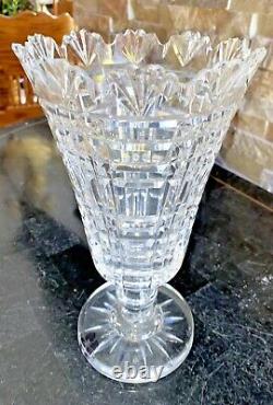 VTG Cut Glass CRYSTAL FAN SCALLOP RIM 12 Trumpet Vase. HEAVY MBD