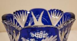 VTG. Imperlux. Bohemian. Cobalt Blue Cut to Clear Crystal Pedestal Vase! ? 