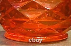 VTG Stunning LE Smith Fayette 15 H Red Swung Edge WithYellow Tips Cut Glass Vase
