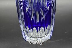 Val St Lambert Belgian Cobalt Blue Cut To Clear Brilliant Period 12 1/2 Vase