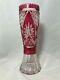 Val St. Lambert-cranberry Red Cut To Clear 12 Inch Vase-unmarked