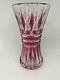Val St. Lambert-cranberry Red Cut To Clear 6 Inch Vase-signed