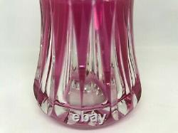 Val St. Lambert-Cranberry Red Cut To Clear 6 Inch Vase-Signed