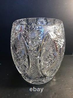 Very Large Antique ABP American Brilliant Cut Crystal Vase 10 3/4 (27 Cm)