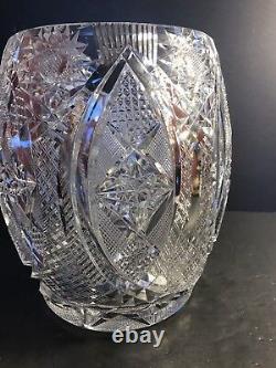 Very Large Antique ABP American Brilliant Cut Crystal Vase 10 3/4 (27 Cm)