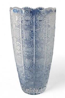 Very Large Slovakian Fine Lead Cut Crystal Glass SEC Vase 16