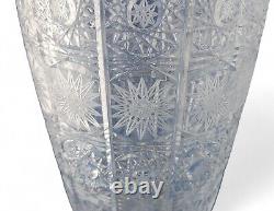 Very Large Slovakian Fine Lead Cut Crystal Glass SEC Vase 16