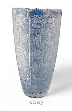 Very Large Slovakian Fine Lead Cut Crystal Glass SEC Vase 16