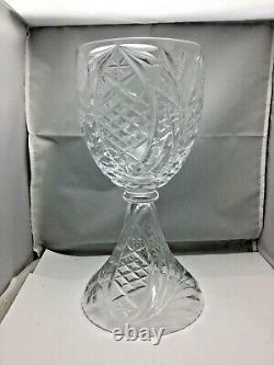 Very Large Vintage American Cut Crystal Vase Unusual Hourglass / Goblet Shape