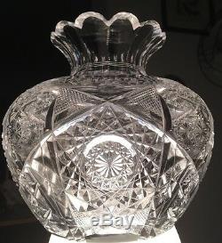 Very Rare Hoare & Co. American Brilliant Cut Glass Flower Center Exquisite