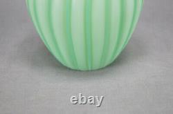 Victorian Cased & Ribbed Green Cut Velvet Mother-of-Pearl Satin Glass Vase C1880