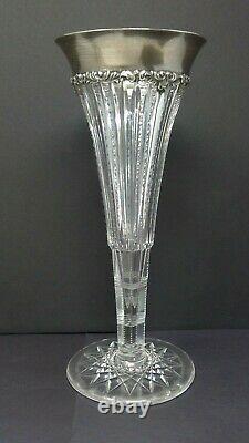 Vintage 1897 Cut Glass 10 Tall Vase with Sterling Top Stunning