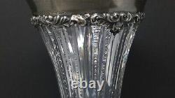 Vintage 1897 Cut Glass 10 Tall Vase with Sterling Top Stunning