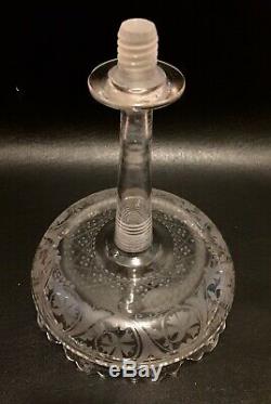 Vintage 20 Etched Cut Glass Epergne Crystal Centerpiece Antique Vase 3 Piece