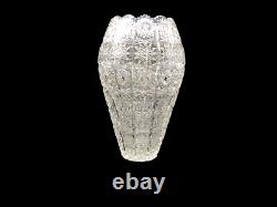 Vintage 8 3/4 Queen Lace Bohemian Czech Hand Cut Glass Crystal Vase Rare