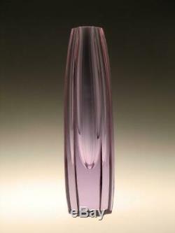 Vintage Alexandrite Cut Glass Vase Drobnik Bohemian Czech 1960s 60s Decorative