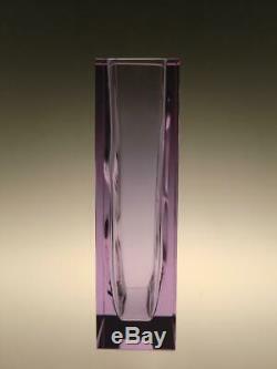 Vintage Alexandrite Cut Glass Vase Purple Blue Hanus Desna Bohemian Stylish MCM