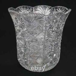 Vintage American Brilliant Cut Glass Daisey and Button Vase, circa 1950
