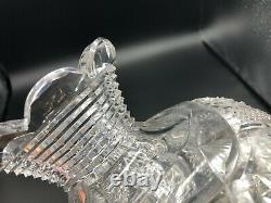 Vintage American Brilliant Period ABP Cut Crystal Fan Hobstar Art Glass Vase