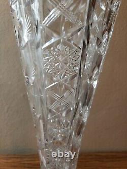 Vintage Antique American Brilliant ABCG Heavy Crystal Cut Glass Trumpet Vase 20