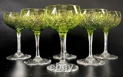 Vintage/Antique Cut Glass Champagne/ Sorbet Glasses (6) Light Green cut to Clear