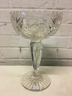 Vintage Antique Cut Glass Vase / Compote Tall Goblet Form