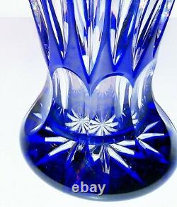 Vintage Antique Estate Ebeling Reuss Cobalt BLUE Cut to Clear Lead Crystal Vase