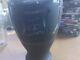 Vintage Black Frosted Vase Cut To Clear Made In Spain Asian Character. Memorium