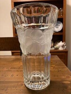 Vintage Bleikristall Crystal Heavy Frosted Etched Pansies Pattern German Vase