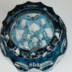 Vintage Blue Cut to Clear Crystal Vase Possibly Val St. Lambert Cased Glass