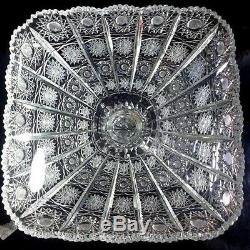 Vintage Bohemia Crystal Pedestal Bowl Hand Cut Queen Lace From Czech Republic