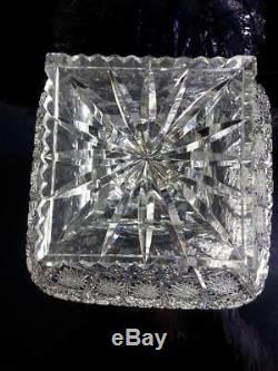 Vintage Bohemia Crystal Pedestal Bowl Hand Cut Queen Lace From Czech Republic